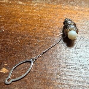 Vintage Silver and Pearl Tie Tack